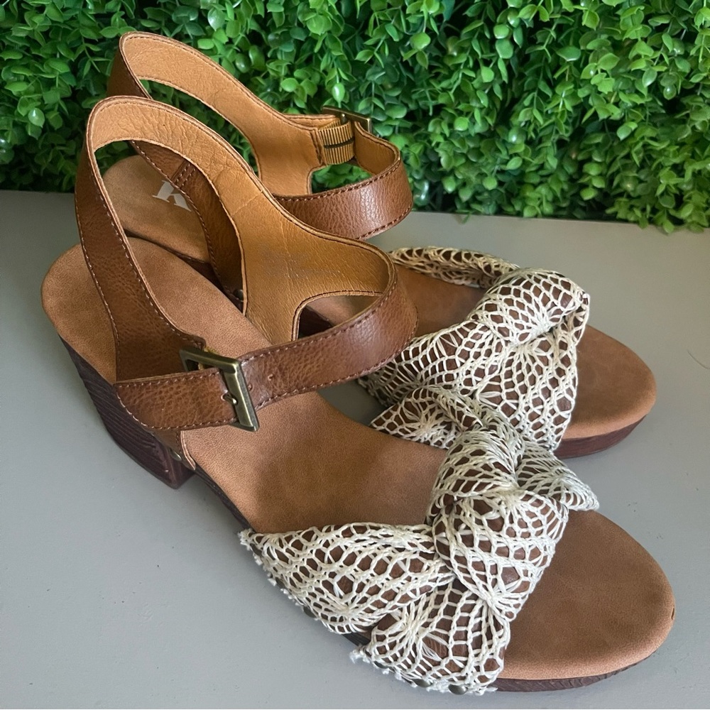 Korks Natalia Women’s 11 Slingback Sandals Platform Heel Crochet - Picture 9 of 14